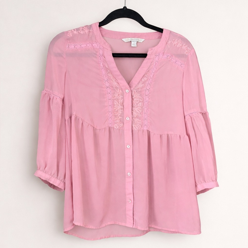 LC Lauren Conrad Light Pink Button-Up Blouse